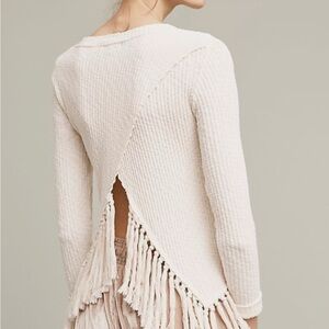 Anthropologie Cream Tasseled Malla Sweater